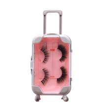 B55 Hitomi Real Mink Fur Packaging Box ,Custom Eyelash Empty Box Luxury Small Plastic Trolley Case Eyelash Box